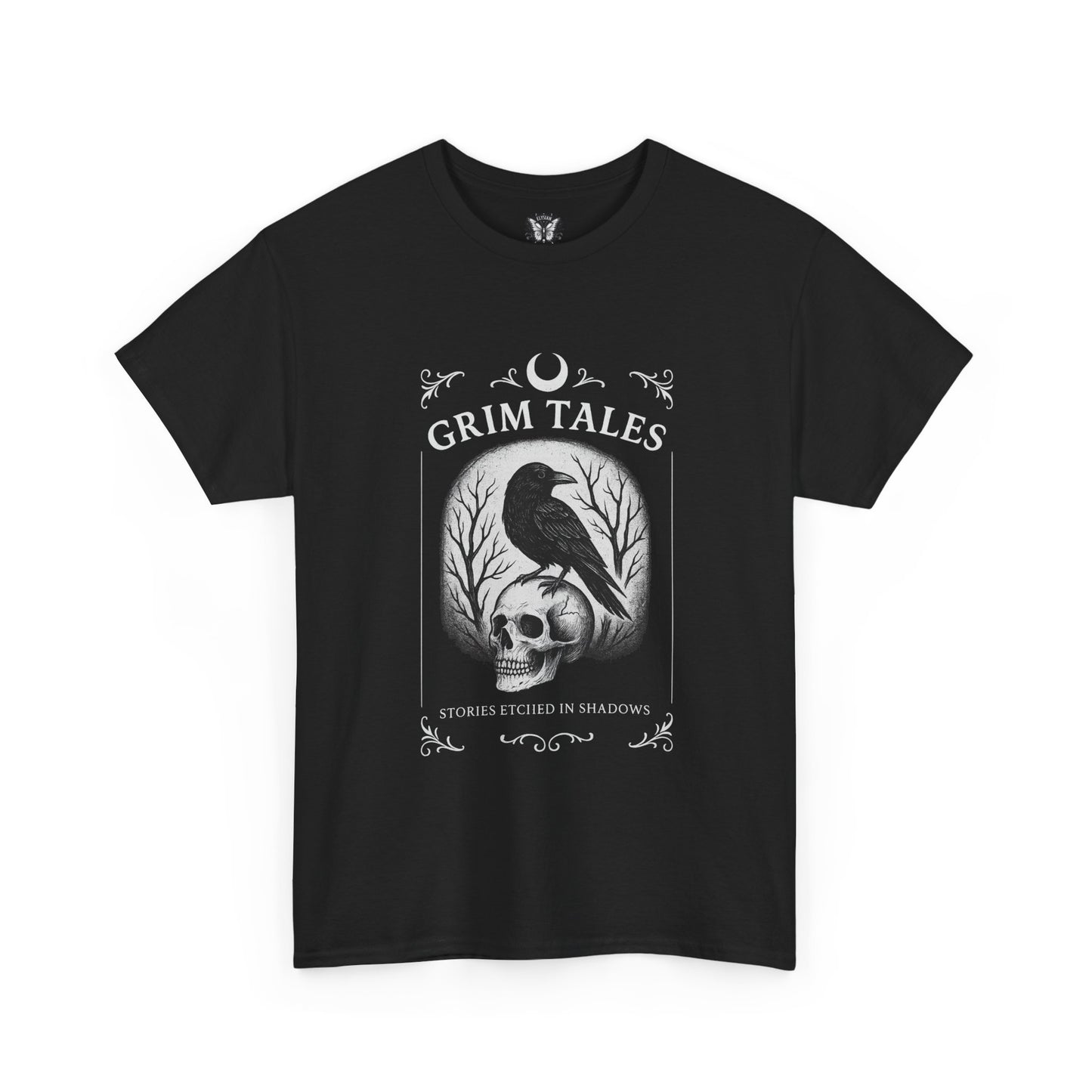 Grim Tales Gothic Raven Skull T-Shirt Dark Alternative Halloween Tee