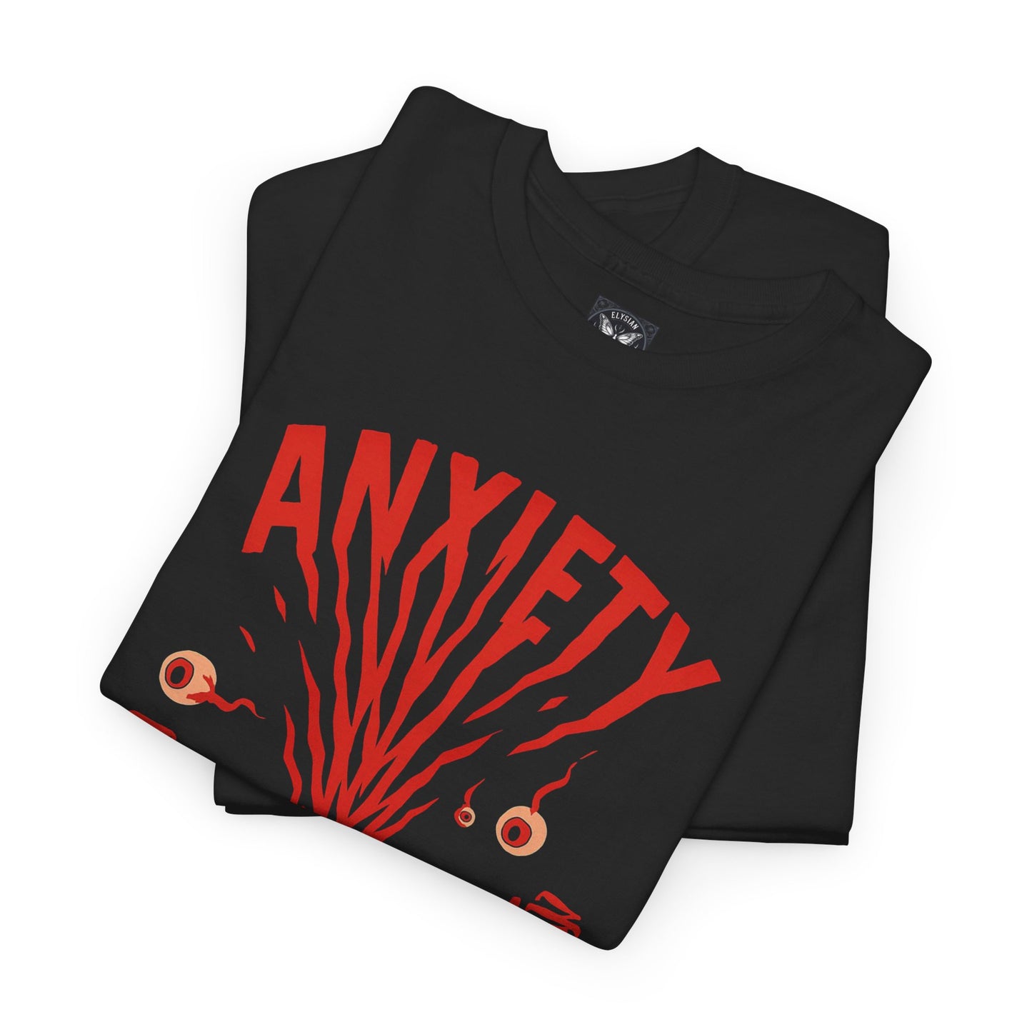 Anxiety Graphic Tee, Emo Streetwear Shirt, Unisex Cotton Tshirt, Bold Red Black Top, Mental Health Fashion, Chaos Art Tee, Clenched Fists