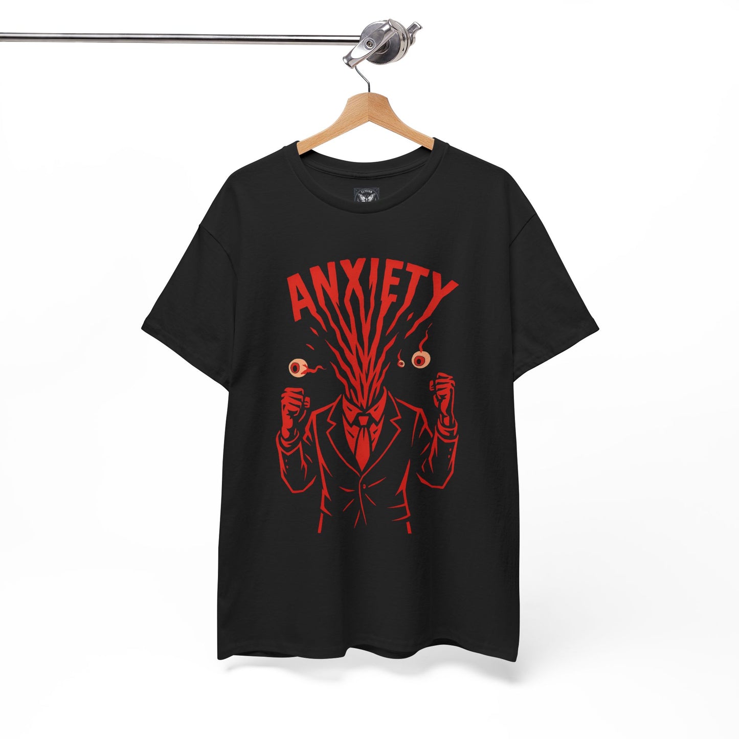 Anxiety Graphic Tee, Emo Streetwear Shirt, Unisex Cotton Tshirt, Bold Red Black Top, Mental Health Fashion, Chaos Art Tee, Clenched Fists