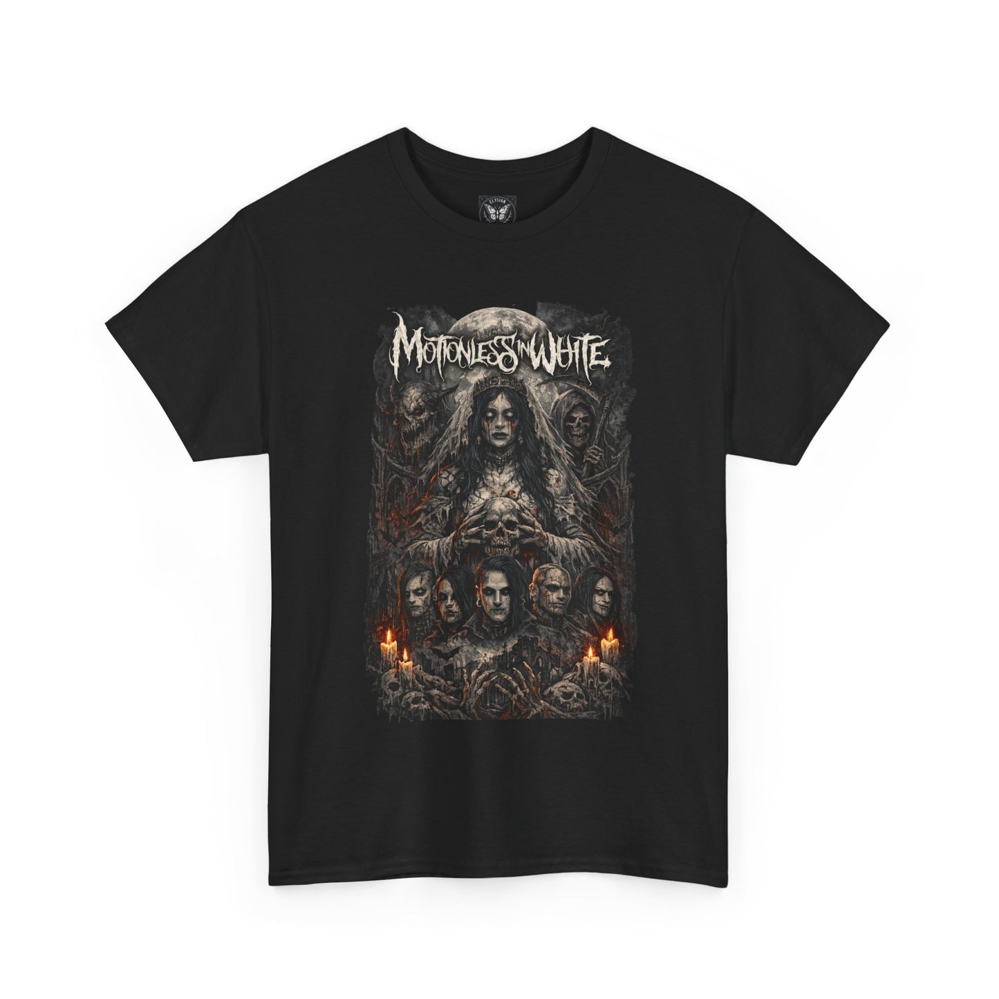 'Motionless In White' Gothic Band Art Tee (Horror Portraits, Candlelight Rock Shirt)