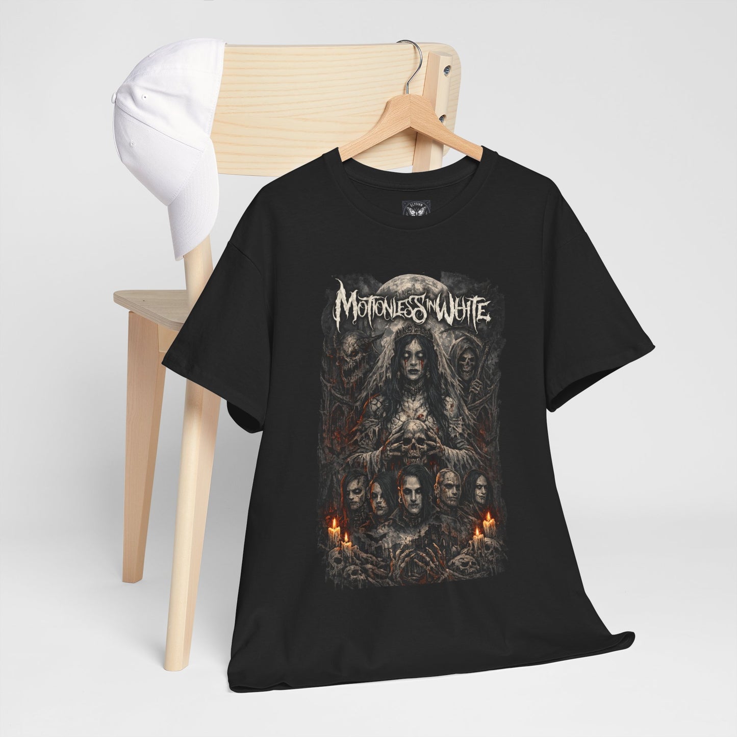 'Motionless In White' Gothic Band Art Tee (Horror Portraits, Candlelight Rock Shirt)
