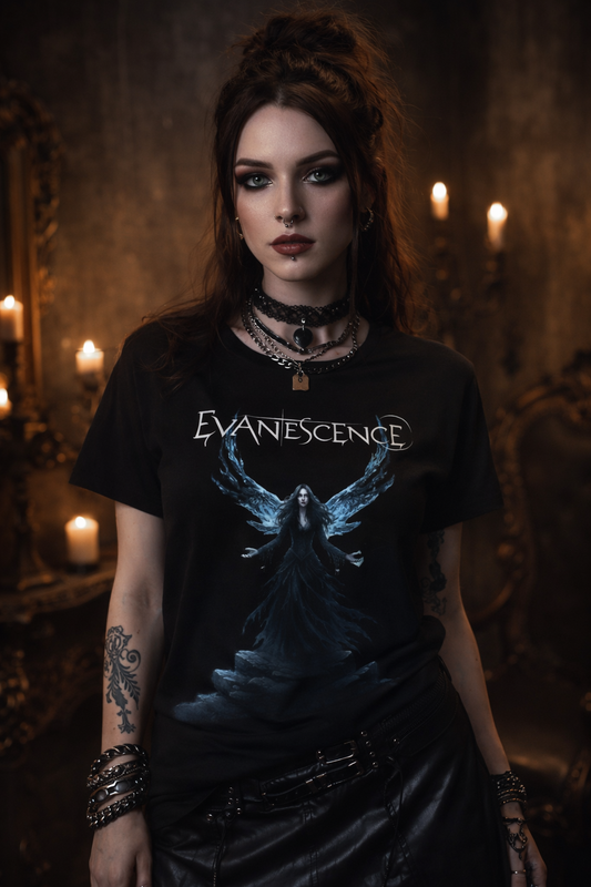 Evanescence Angel Graphic Tee | Band Tour Dates Back Print