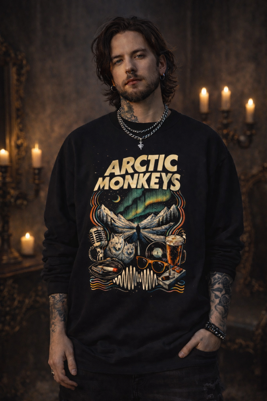 Arctic Monkeys Graphic Sweatshirt | Northern Lights Band Design