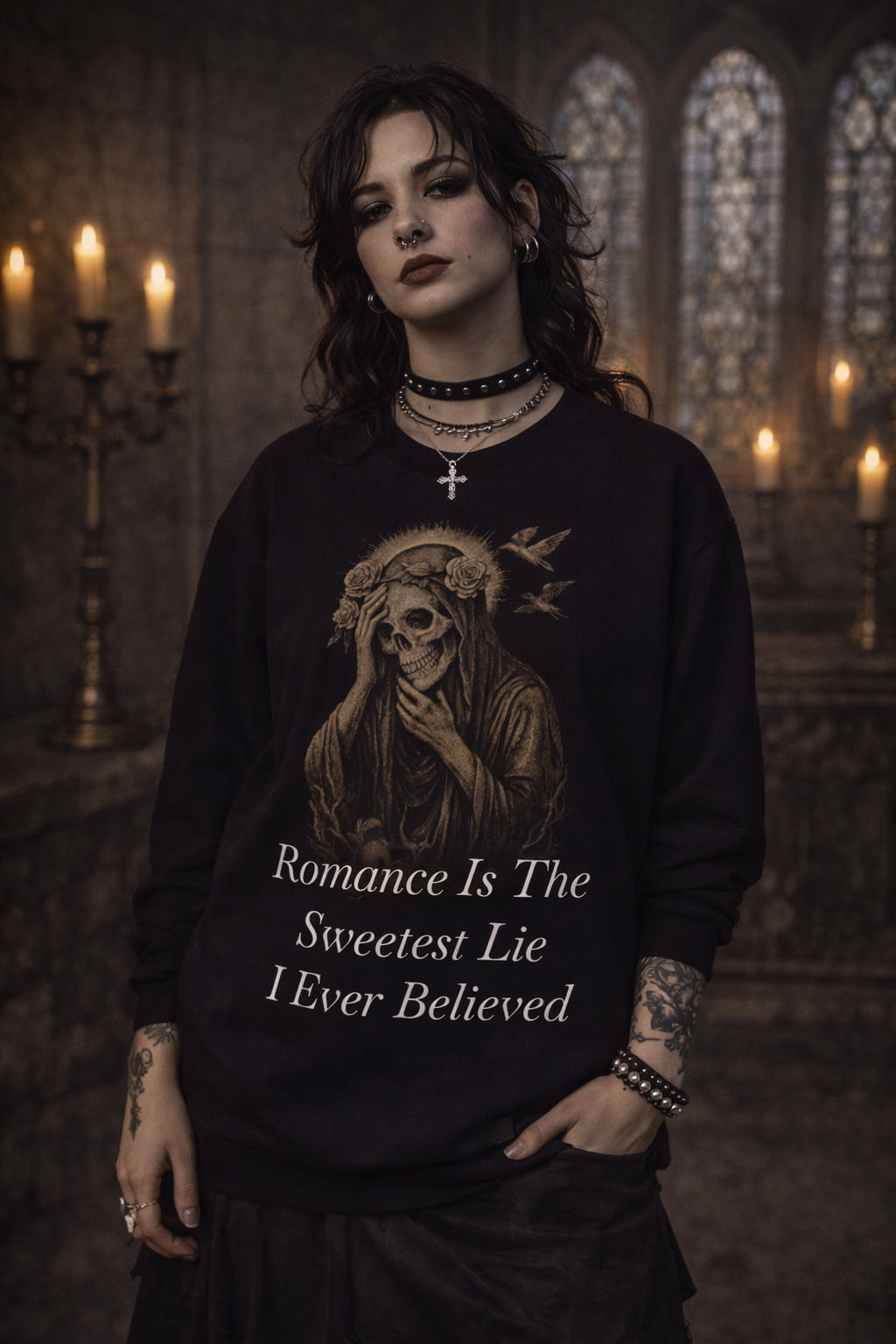 The Deluded One Sweatshirt | Gothic Romance Unisex Heavy Blend Pullover