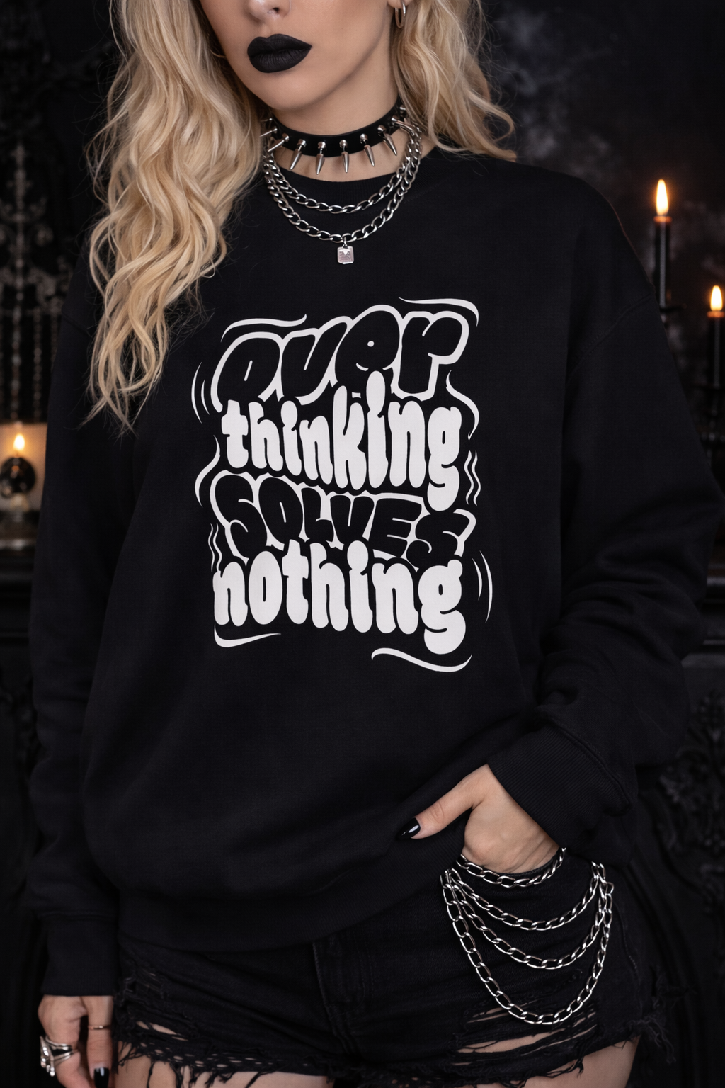 Overthinking Solves Nothing ComfortBlend Sweatshirt | Classic Fit Heavy Blend Crewneck
