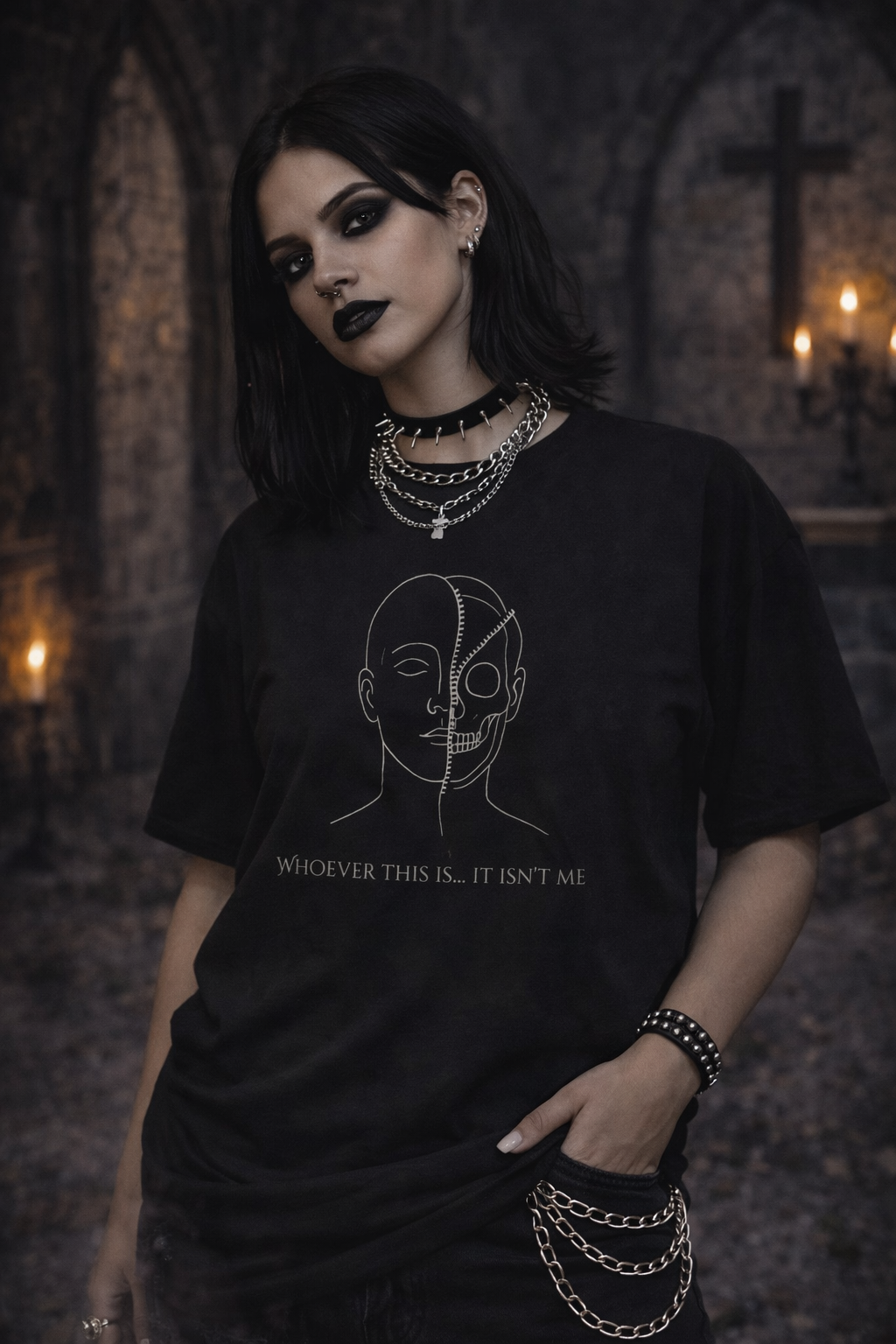 Shifting Identities Unisex Tee, Mysterious Storytelling Shirt, Scary Tale Cotton Top, Eerie Narrative Tee, Halloween Horror Graphic Shirt