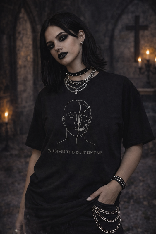 Shifting Identities Unisex Tee, Mysterious Storytelling Shirt, Scary Tale Cotton Top, Eerie Narrative Tee, Halloween Horror Graphic Shirt