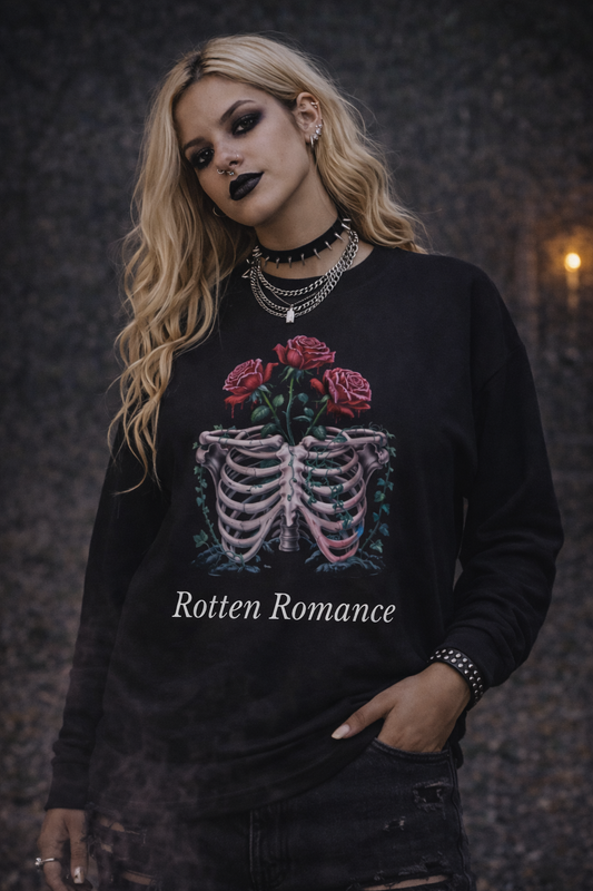 Rotten Romance Rib Cage & Roses Sweatshirt | Premium Heavy Blend Gothic Streetwear