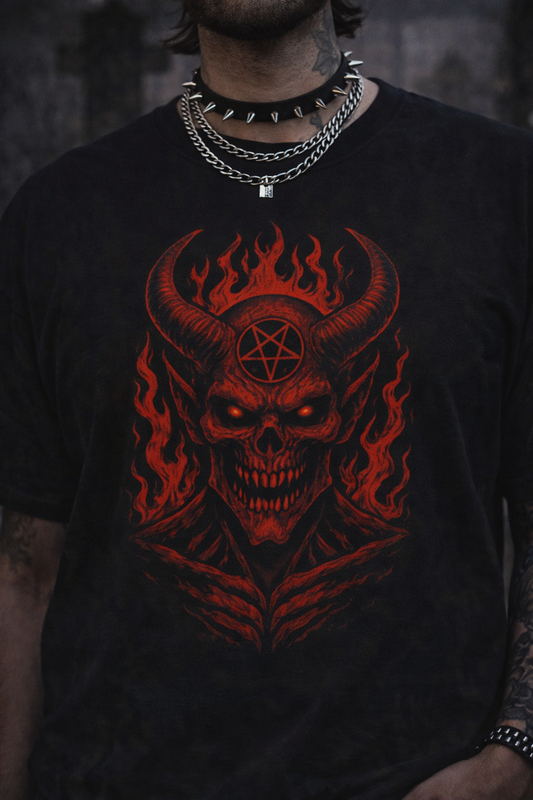 Infernal Sovereign T-Shirt, Unisex Heavy Cotton Tee for Dark Fantasy Fans, Gothic Fashion, Mystic Design, Demon Graphic, Alternative