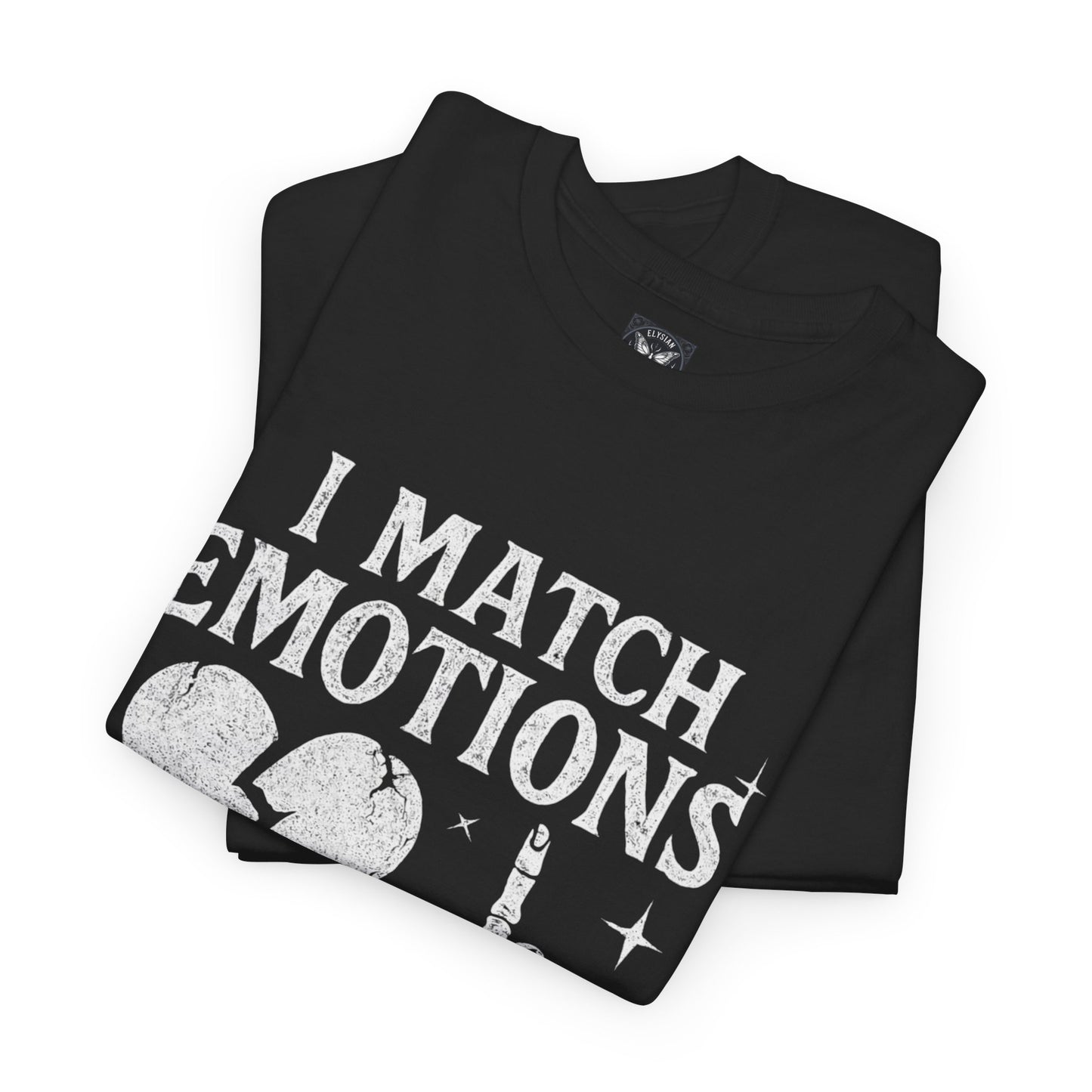 I Match Emotions Graphic Tee, Heart Skeleton Hand Streetwear Shirt, Dark Gothic Vibes, Emo Alt Fashion Lover, Casual Wear Festival Statement