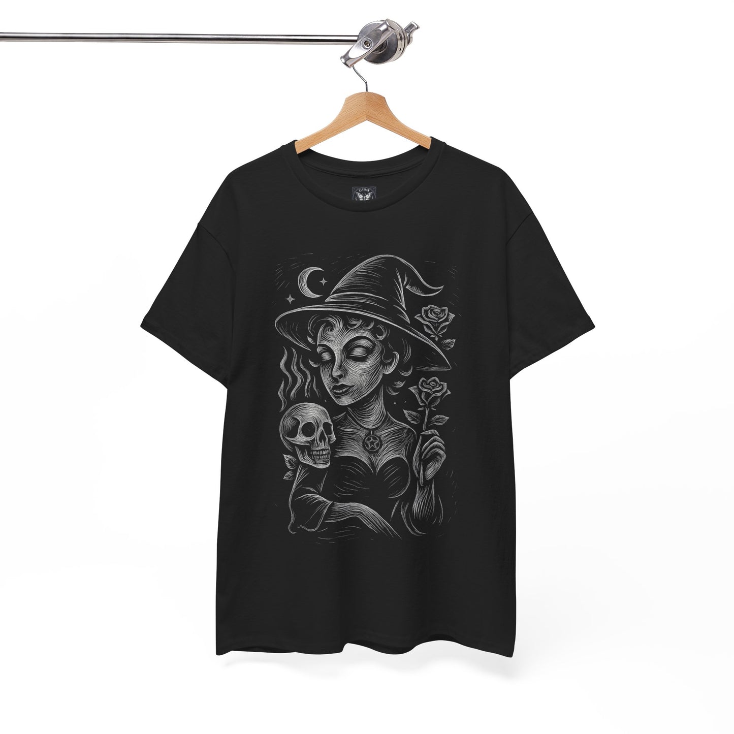 Witch of Roses and Bones T-Shirt | Celestial Graphic Heavyweight Cotton Tee
