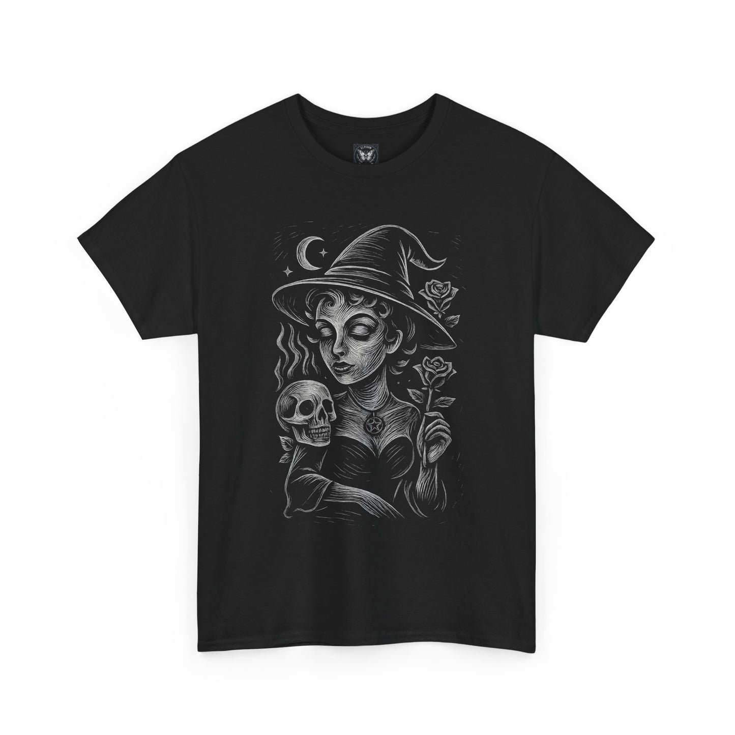 Witch of Roses and Bones T-Shirt | Celestial Graphic Heavyweight Cotton Tee