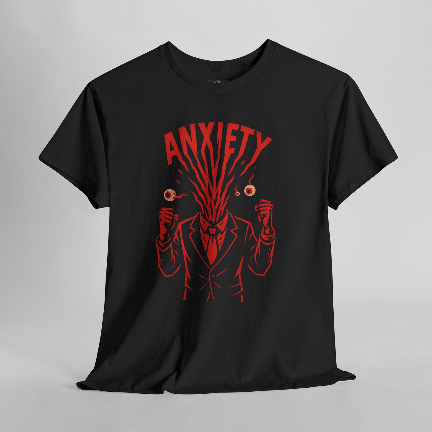 Anxiety Graphic Tee, Emo Streetwear Shirt, Unisex Cotton Tshirt, Bold Red Black Top, Mental Health Fashion, Chaos Art Tee, Clenched Fists
