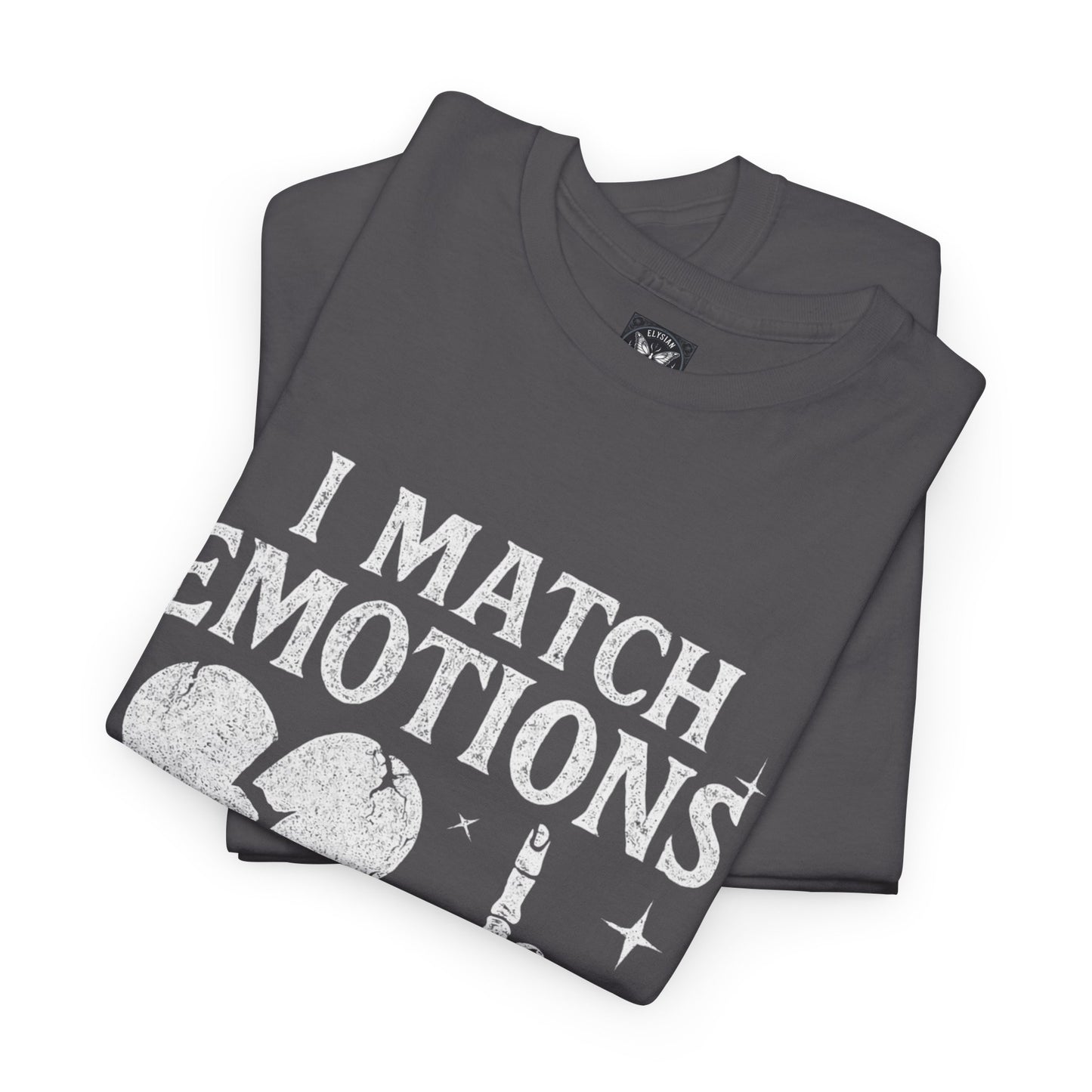 I Match Emotions Graphic Tee, Heart Skeleton Hand Streetwear Shirt, Dark Gothic Vibes, Emo Alt Fashion Lover, Casual Wear Festival Statement