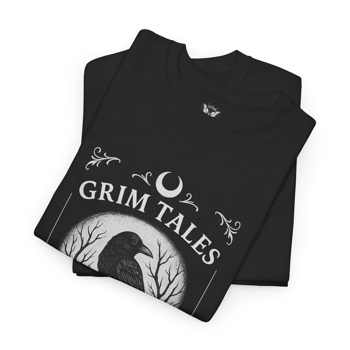 Grim Tales Gothic Raven Skull T-Shirt Dark Alternative Halloween Tee