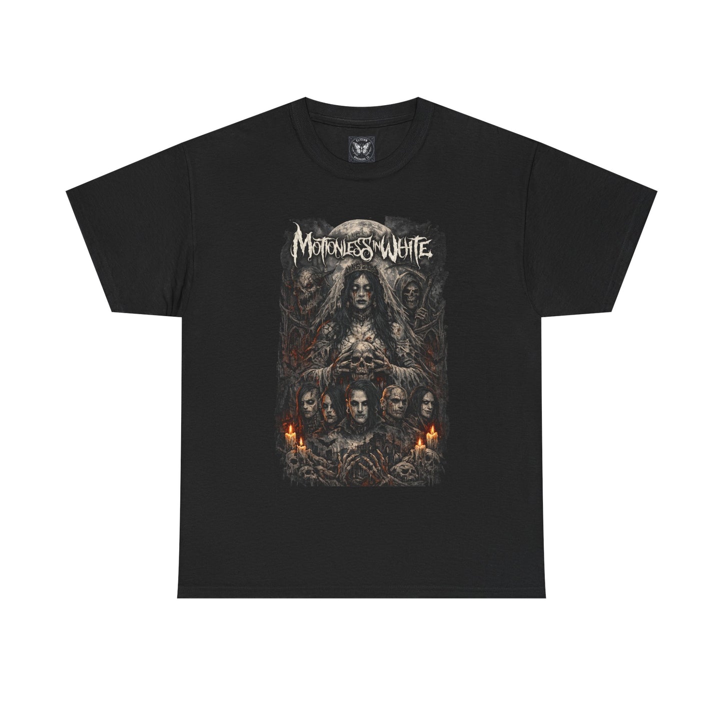 'Motionless In White' Gothic Band Art Tee (Horror Portraits, Candlelight Rock Shirt)