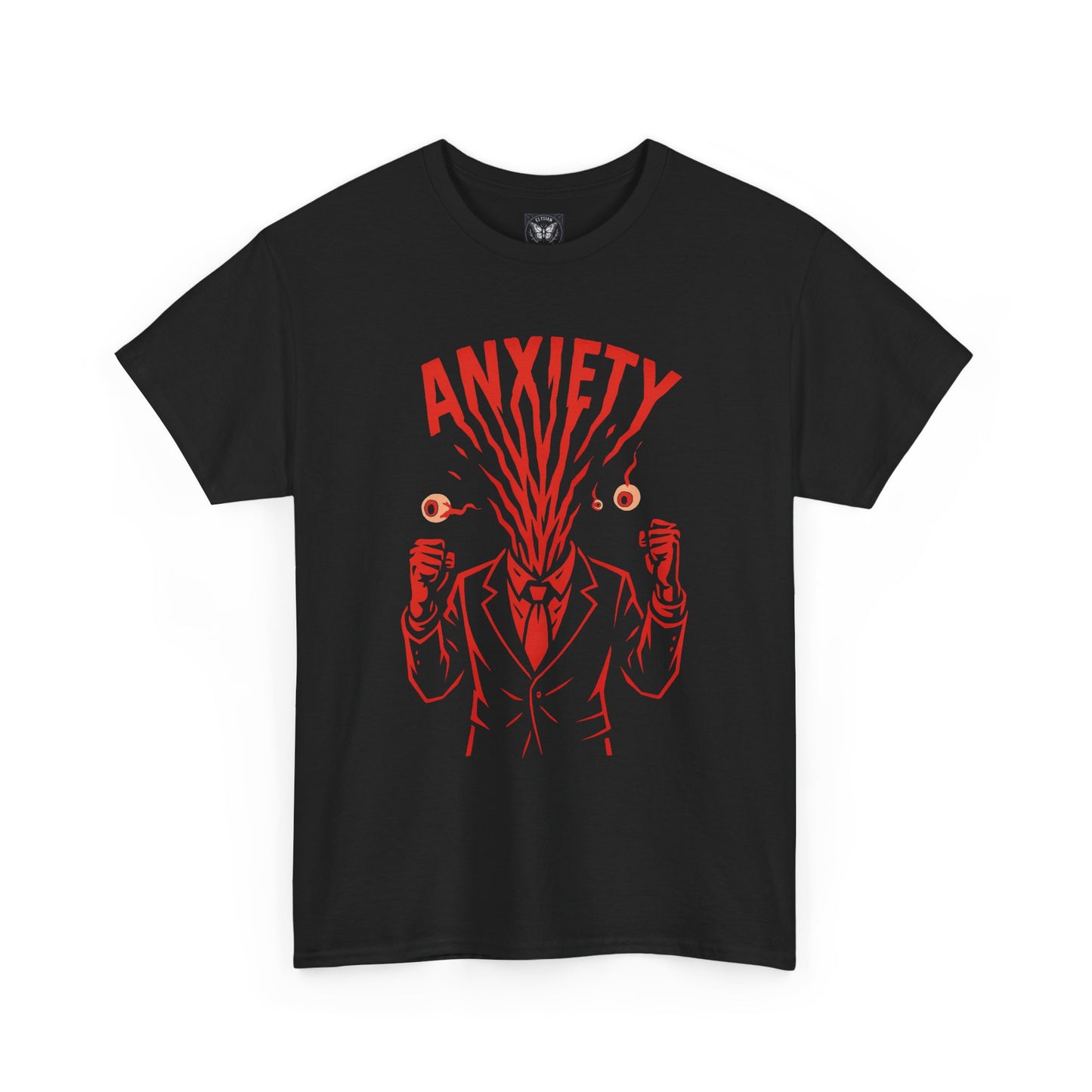 Anxiety Graphic Tee, Emo Streetwear Shirt, Unisex Cotton Tshirt, Bold Red Black Top, Mental Health Fashion, Chaos Art Tee, Clenched Fists