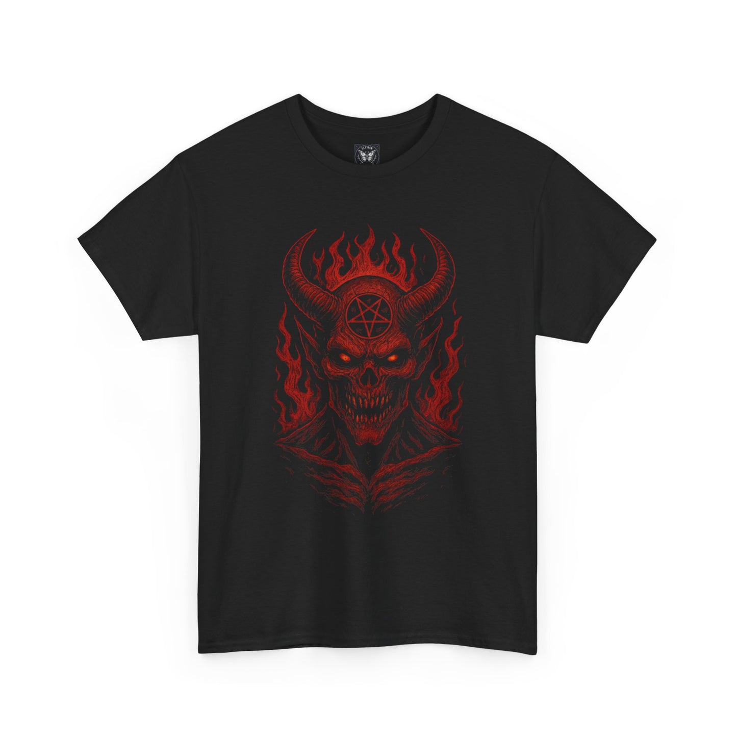 Infernal Sovereign T-Shirt, Unisex Heavy Cotton Tee for Dark Fantasy Fans, Gothic Fashion, Mystic Design, Demon Graphic, Alternative
