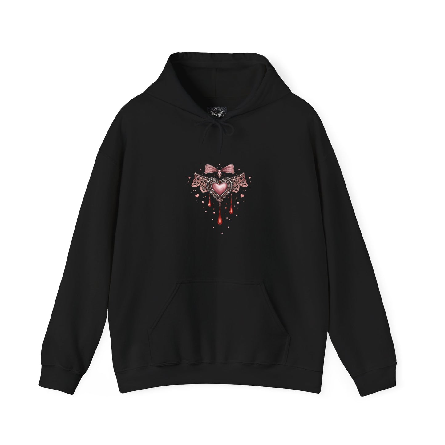 Soft Hearts Still Bite Hoodie — Gothic Vampire Heart Graphic Sweatshirt